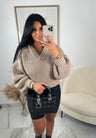 Pull col V taupe