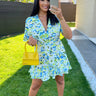 Robe short fleury vert